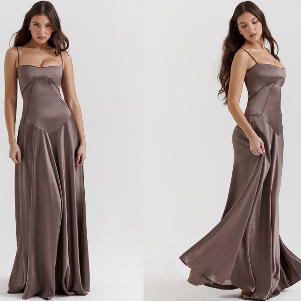 HOUSE OF CB 'Anabella' Smoke Lace Up Maxi Dress NWOT - Picture 4 of 11